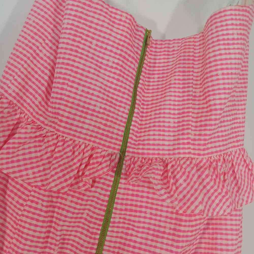 Lilly Pulitzer Lowe Dress 8 Fiesta Pink Gingham Peplum NWT Preppy Coastal Resort - Picture 4 of 14